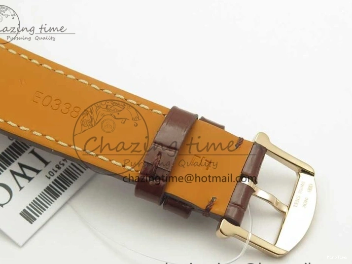 MIROTIME 0419 SportInspired Portofino IW458101 RG MK 1:1 Best Edition Gray Dial On Brown Leather Strap MIYOTA 7165